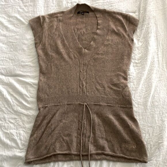 BCBG Max Azria Sleeveless V-Neck Pullover Sweater Taupe Brown Size M - Picture 1 of 10
